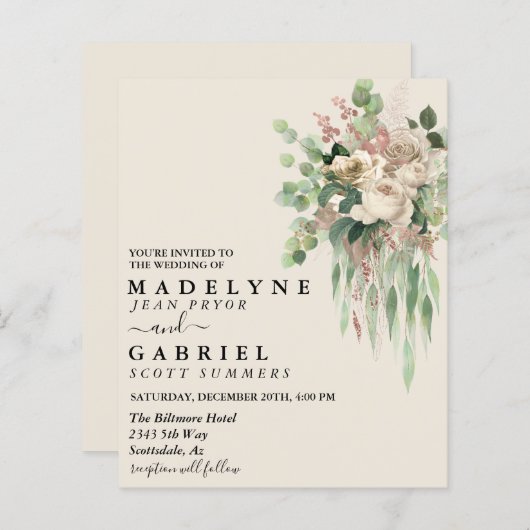 水彩ユーカリフローラクリームエレガント (正面/裏面)