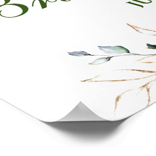 水彩ユーカリブライダルシャワーウェルカムサイン ポスター (角)