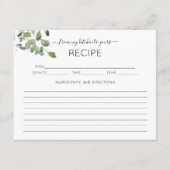 水彩ユーカリブライダルシャワーレシピカード エンクロージャーカード (正面)