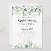 水彩ユーカリブライダルシャワー茶パーティー 招待状 (正面)