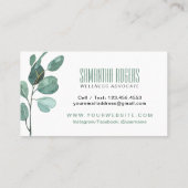 水彩ユーカリブランチスエッセンシャル油 名刺 (裏面)