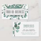 水彩ユーカリブランチスエッセンシャル油 名刺 (正面/裏面)
