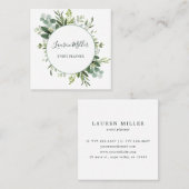 水彩ユーカリプスグリーンリーリース スクエア名刺 (正面/裏面)