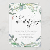水彩ユーカリプスグリーンリー春の結婚式 招待状 (正面/裏面)