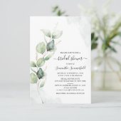 水彩ユーカリプタススクリプトブライダルシャワー 招待状 (スタンド正面)