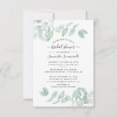 水彩ユーカリプタススクリプトブライダルシャワー 招待状 (正面)