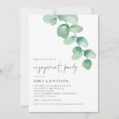 水彩ユーカリプタススクリプト婚約パーティ 招待状 (正面)