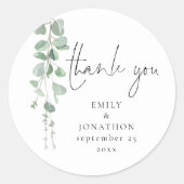 水彩ユーカリプタス名Date Thank 結婚 You's ラウンドシール (正面)