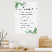 水彩ユーカリプタス結婚スクリプトの歓迎 ポスター (キッチン)