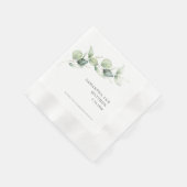 水彩ユーカリプトゥス葉ウェディングシャワー紙 縁ありカクテルナプキン (角)