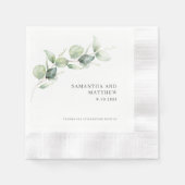 水彩ユーカリプトゥス葉ウェディングシャワー紙 縁ありカクテルナプキン (正面)