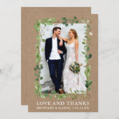 水彩ユーカリラ感謝していブクラフト サンキューカード (正面/裏面)