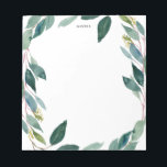 水彩ユーカリリース パーソナライズされた ノートパッド<br><div class="desc">水カラフル色ユお洒落ーカリリースを搭載したメモ帳。名前や短いフレーズを追加してパーソナライズ。これはあなたのオフィスのための完璧な植物的なアクセントになる。</div>