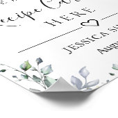 水彩ユーカリレシピカードブライダルシャワー ポスター (角)