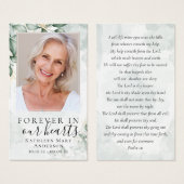 水彩ユーカリ写真記念祈りの言葉カード (正面&裏面)