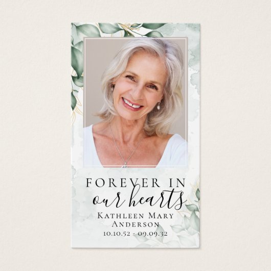 水彩ユーカリ写真記念祈りの言葉カード (正面)