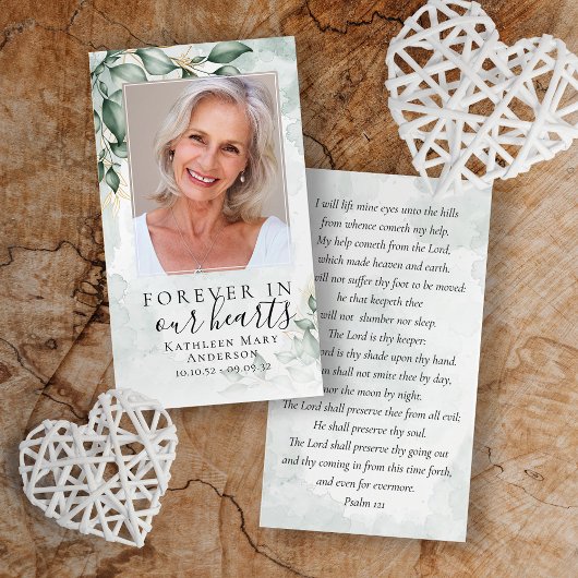 水彩ユーカリ写真記念祈りの言葉カード