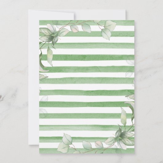 水彩ユーカリ及び金ゴールドフレーム赤ちゃんシャワー 招待状 (裏面)