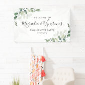 水彩ユーカリ婚約パーティ歓迎 横断幕 (インサイチュ)