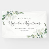 水彩ユーカリ婚約パーティ歓迎 横断幕 (横)