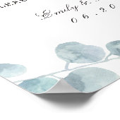 水彩ユーカリ庭園の結婚式デザートテーブル ポスター (角)