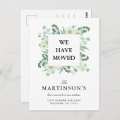 水彩ユーカリ引っ越しました新住所 ポストカード (正面/裏面)