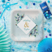 水彩ユーカリ植物のボタニカルウェディング ペーパープレート (パーティー)