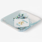 水彩ユーカリ植物のボタニカルウェディング ペーパープレート (傾斜あり)