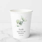 水彩ユーカリ植物のボタニカルウェディング 紙コップ (裏面)