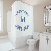 水彩ユーカリ植物モノグラム シャワーカーテン (インサイチュ)