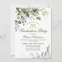 水彩ユーカリ看護学校卒業 招待状