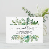 水彩ユーカリ移動告知カード 案内状 (スタンド正面)