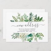 水彩ユーカリ移動告知カード 案内状 (正面/裏面)