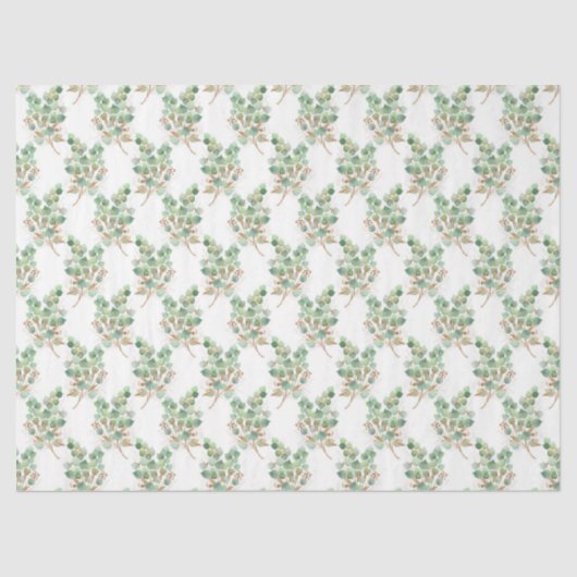 水彩ユーカリ系デザイン7ティッシュペーパー 薄葉紙 (正面)