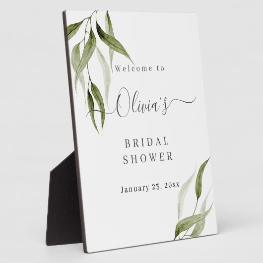 水彩ユーカリ素朴プタスブライダルシャワーイーゼル フォトプラーク (側面)