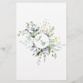 水彩ユーカリ結婚グリーンリーのディナーメニュー (裏面)