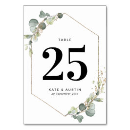 水彩ユーカリ結婚幾何学 テーブルナンバー