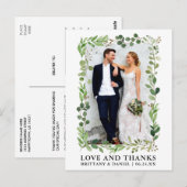 水彩ユーカリ結婚式ラブアンドサンクス ポストカード (正面/裏面)