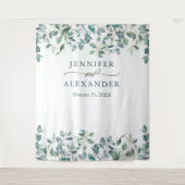 水彩ユーカリ結婚式写真ブース背景 タペストリー (正面)