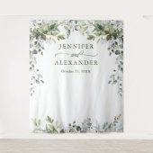 水彩ユーカリ結婚式写真ブース背景 タペストリー (正面)