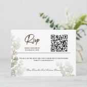 水彩ユーカリ結婚式出欠確認カード 招待状 (スタンド正面)