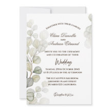 水彩ユーカリ結婚式招待状