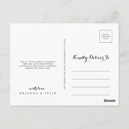 水彩ユーカリ緑ありがとうハガキ ポストカード (裏面)