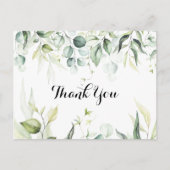 水彩ユーカリ緑ありがとうハガキ ポストカード (正面)