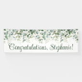 水彩ユーカリ緑おめでとう 横断幕 (横)