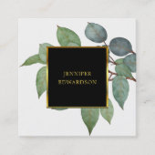 水彩ユーカリ緑プロフェッショナル スクエア名刺 (正面)