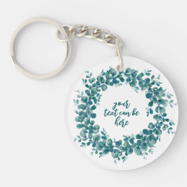 水彩ユーカリ緑リース キーホルダー