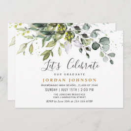 水彩ユーカリ緑化卒業パーティー 招待状