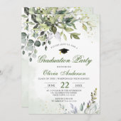 水彩ユーカリ緑化卒業パーティー 招待状 (正面/裏面)