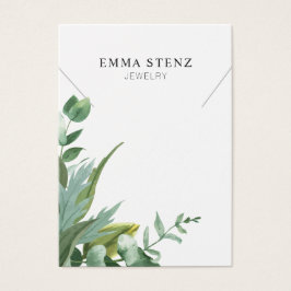 水彩ユーカリ葉ネックレス表示カード